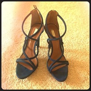 Strappy Suede royal blue heeled sandals